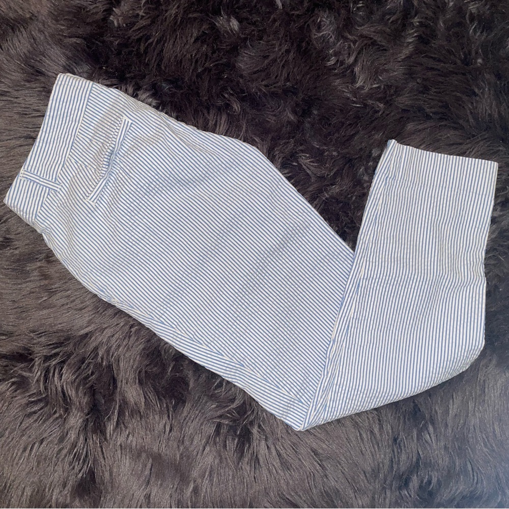 J. Crew Blue and White Striped Trousers